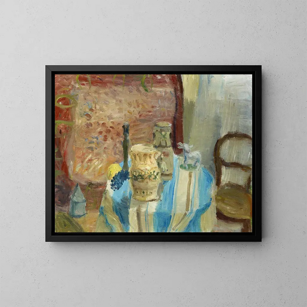 Still life with a lemon and a grape - Walter Kurt Wiemken — framed artwork on a wall