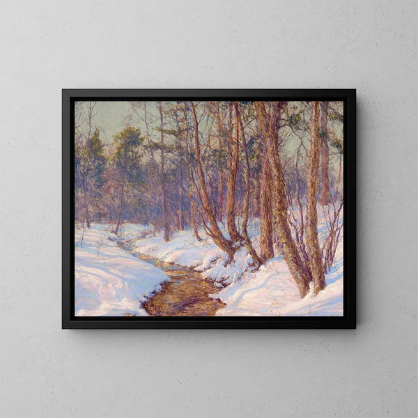 Mountain Stream Painting in the Mohawk Valley - Walter Launt Palmer — framed artwork on a wall