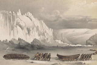 Walter William May - Division of Sledges passing Cape Lady Franklin Extraordinary masses of ice pressed against the North Shore of Bathurst Land.webp