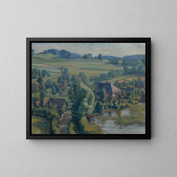 Landschap die landt nabij Unterbuchberg - Walther Gamerith — ingelijst kunstwerk aan de muur