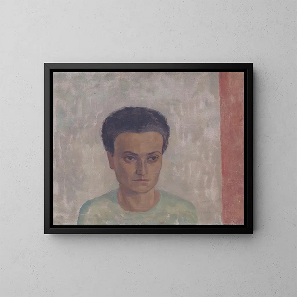 Vrouw S Schnberger in groene blouse - Walther Gamerith — ingelijst kunstwerk aan de muur