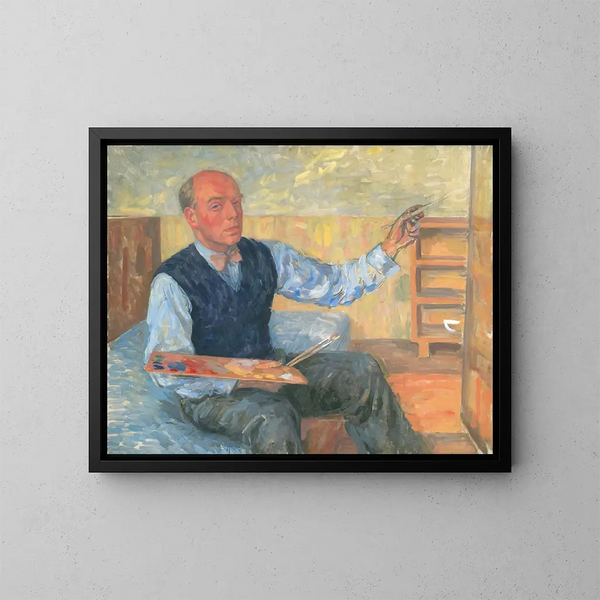 Zelfportret met palet en kwast - Walther Gamerith — ingelijst kunstwerk aan de muur