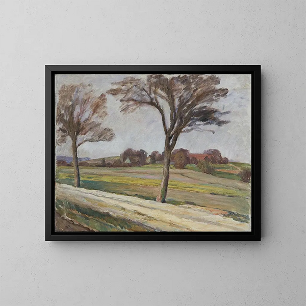 Weg met bomen en tuin - Walther Gamerith — ingelijst kunstwerk aan de muur