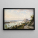 Landschapschilderij van de Rijn bij Koblenz met de Pfaffendorf-brug gebouwd in 1864 en het Ehrenbreitstein-kasteel - Walther Wunnenberg — ingelijst kunstwerk aan de muur