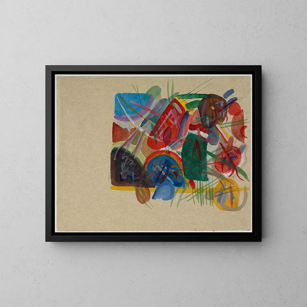 aquarel met bos en regenboog - Wassily Kandinsky — ingelijst kunstwerk aan de muur