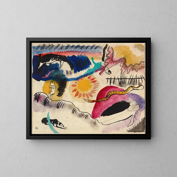 Aquarel nummer 3 Tuin van de liefde - Wassily Kandinsky — ingelijst kunstwerk aan de muur