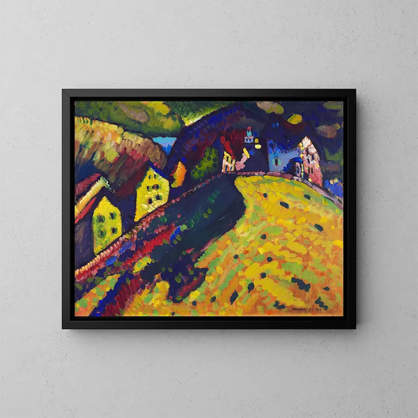 Huizen in Murnau - Wassily Kandinsky — ingelijst kunstwerk aan de muur