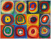 vierkante schilderijen met concentrische cirkels - Wassily Kandinsky — weergave van het kunstwerk