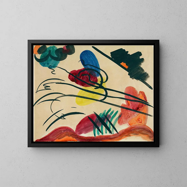 met drie ruiters - Wassily Kandinsky — ingelijst kunstwerk aan de muur