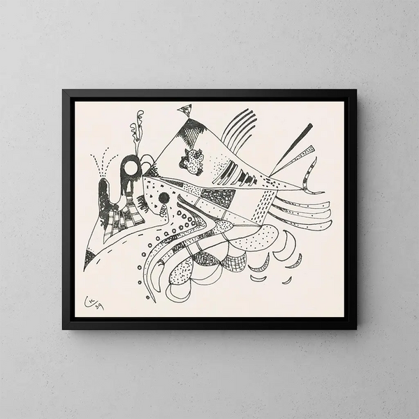 Tekening voor de buurt - Wassily Kandinsky — ingelijst kunstwerk aan de muur