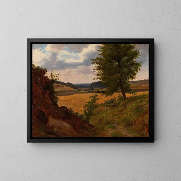 Landscape study with tree in a field - Werner Holmberg — framed artwork on a wall