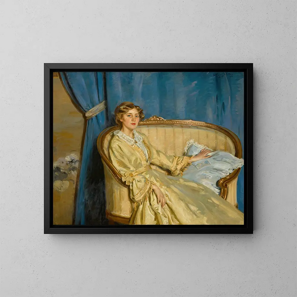 Blue and Gold Painting - Wilfrid Gabriel de Glehn — framed artwork on a wall