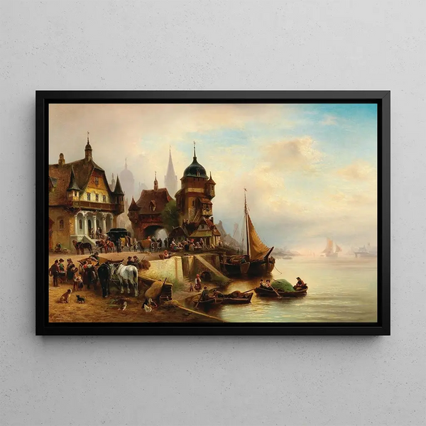 Wilhelm Alexander Meyerheim - A lively scene in the harbour.webp