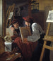 Een jonge kunstenaar Ditlev Blunck die een schets bekijkt in een spiegel - Wilhelm Bendz — weergave van het kunstwerk