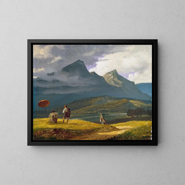 Mountain Landscape Painting - Wilhelm Bendz — framed artwork on a wall