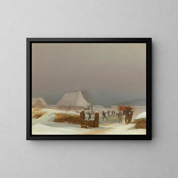 Winter Landscape Painting of Funen - Wilhelm Bendz — framed artwork on a wall
