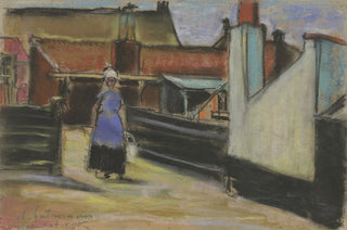 Wilhelm Gutmann - Hof in Katwijk mit einer Frau.webp