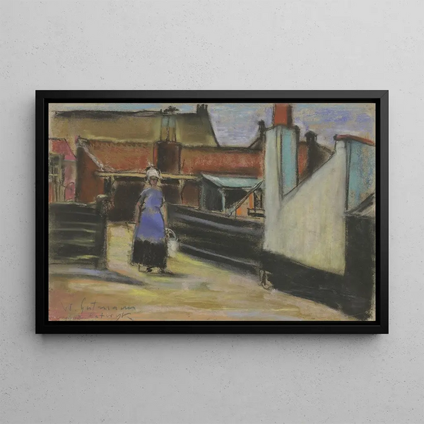 Wilhelm Gutmann - Hof in Katwijk mit einer Frau.webp