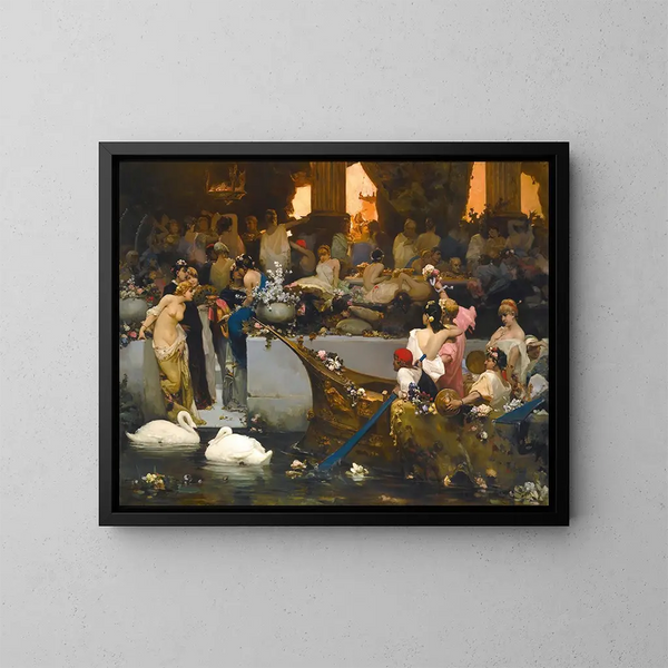 Roman orgy painting - Wilhelm Kotarbinski — framed artwork on a wall