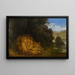 Twee leeuwen in een grot - Wilhelm Kuhnert — ingelijst kunstwerk aan de muur