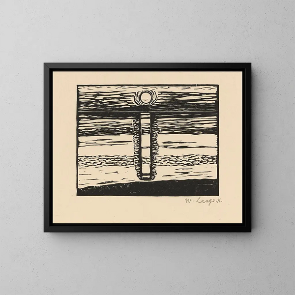 Zonsondergang boven de Waddenzee - Wilhelm Laage — ingelijst kunstwerk aan de muur