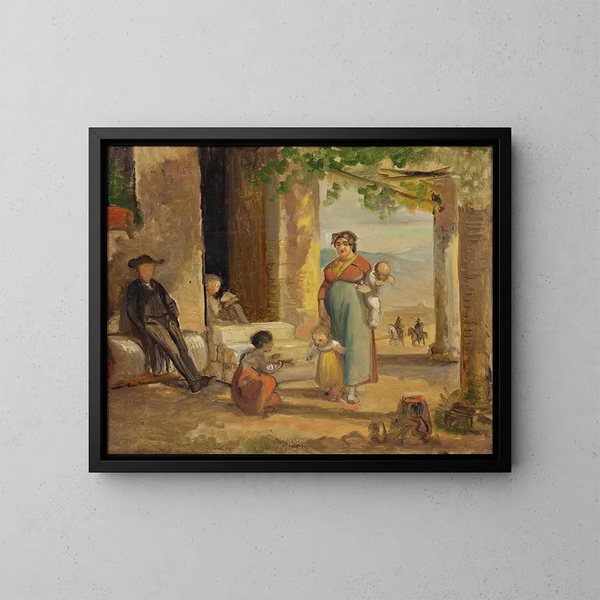Kind dat leert lopen - Wilhelm Marstrand — ingelijst kunstwerk aan de muur