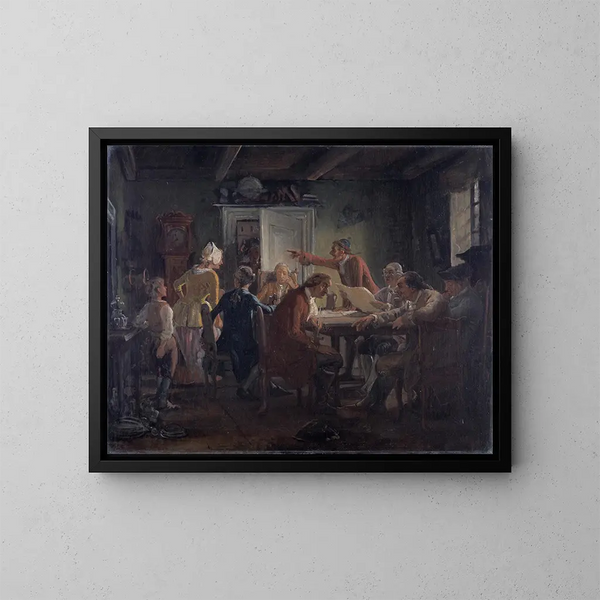 van het Collège politique, naar de Acte I, Scène 2 van La Tinker politique van Ludvig Holberg - Wilhelm Marstrand — ingelijst kunstwerk aan de muur