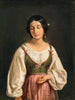 Studie van een Italiaanse vrouw staand voor een schaapherder die melk verkoopt - Wilhelm Marstrand — weergave van het kunstwerk