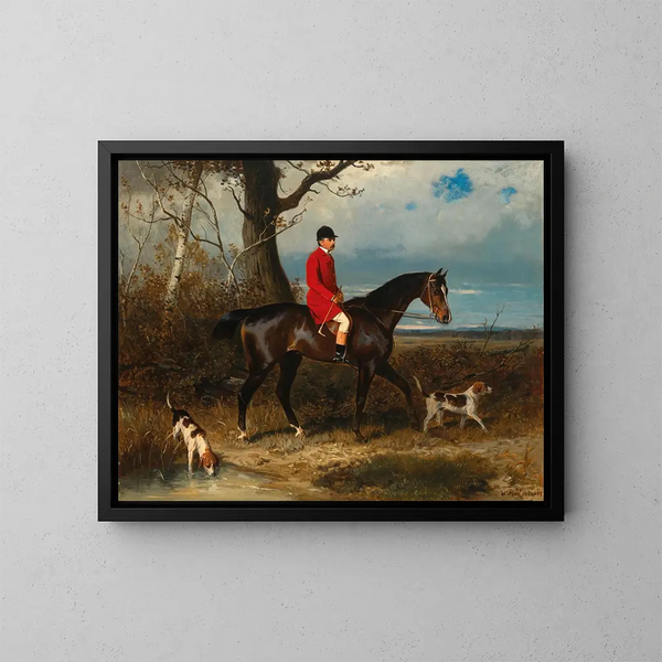 Le comte Miklós Pál Esterházy de Galántha et ses chiens - Wilhelm Richter — framed artwork on a wall