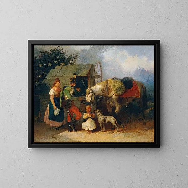 Hussard au puits - Wilhelm Richter — framed artwork on a wall