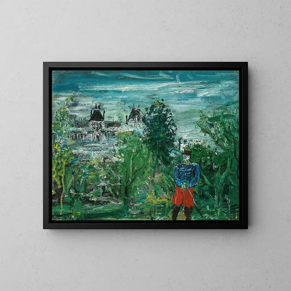 ficer in the castle park in France - Wilhelm Thöny — framed artwork on a wall