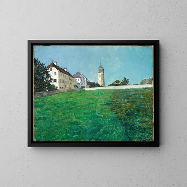 A view of Frauenchiemsee - Wilhelm Trübner — framed artwork on a wall