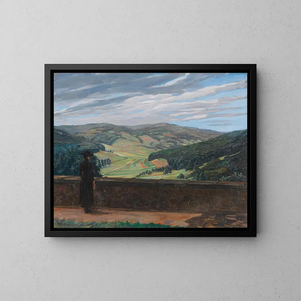 View of the Odenwald - Wilhelm Trübner — framed artwork on a wall