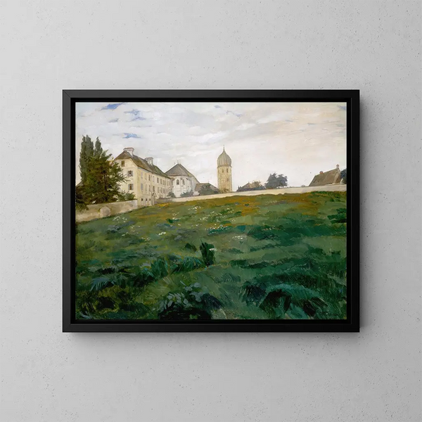 Prairie du Monastère of Frauenchiemsee with Bell Tower III - Wilhelm Trübner — framed artwork on a wall