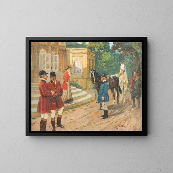 Departure for the Hunt - Wilhelm Velten — framed artwork on a wall
