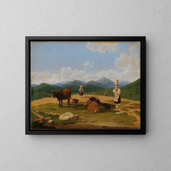 on the mountain pasture - Wilhelm von Kobell — framed artwork on a wall
