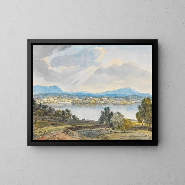 View of Lake Staffelsee - Wilhelm von Kobell — framed artwork on a wall