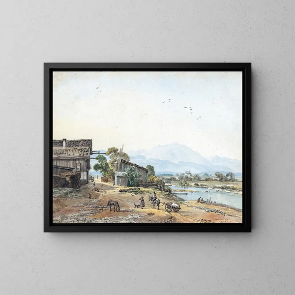 Wolfratshausen sur la Loisach - Wilhelm von Kobell — framed artwork on a wall