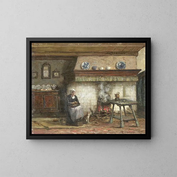 Binnenhuis van een cottage in Scheveningen - Willem Adriaan Alexander Liernur — ingelijst kunstwerk aan de muur