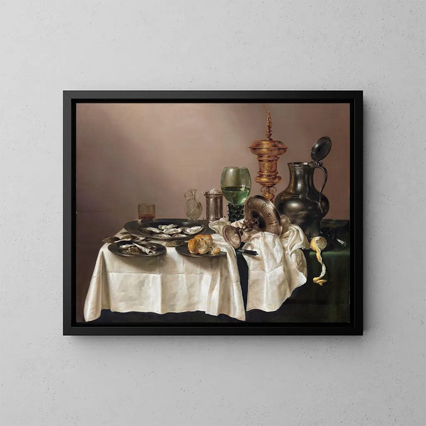 Nature morte avec une coupe dorée - Willem Claesz Heda — framed artwork on a wall