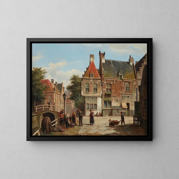 a Dutch street in summer - Willem Koekkoek — framed artwork on a wall