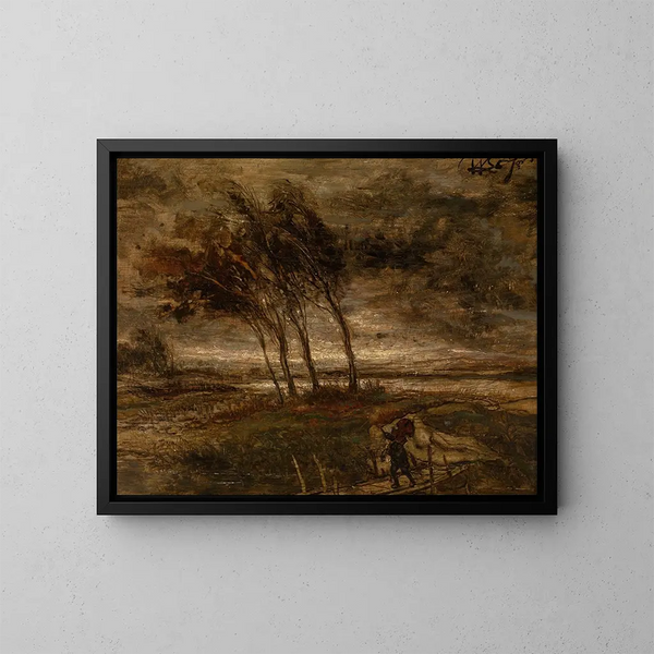 Stormy Landscape - Willem Linnig the Younger — framed artwork on a wall