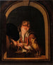 Een jonge jongen met een uil - Willem van Mieris — weergave van het kunstwerk