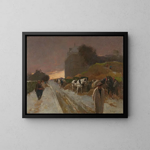 Rue à Montmartre, Paris en hiver - Willem de Zwart — framed artwork on a wall