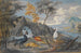 van een ooievaar, een fazant, een Tetrao en een andere vogel in een landschap - Willem van Royen II — weergave van het kunstwerk