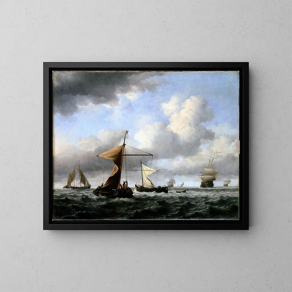 Een levendige bries - Willem van de Velde de Jonge — ingelijst kunstwerk aan de muur