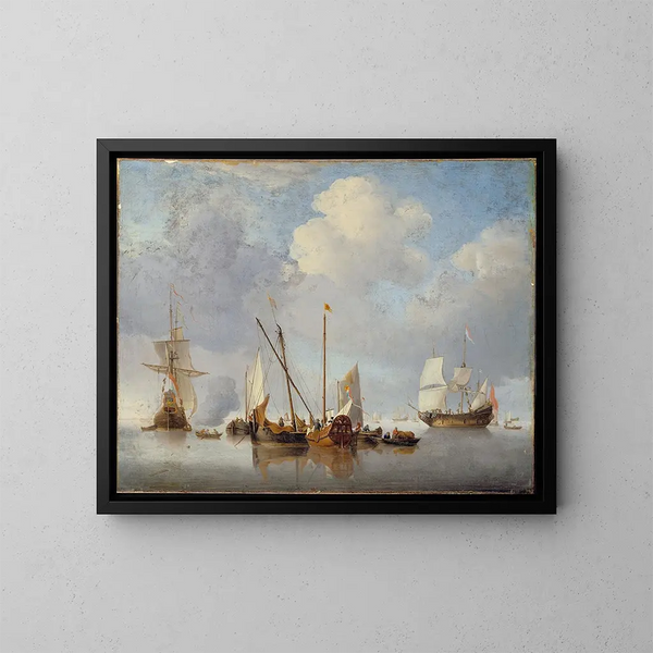 Een kalmte - Willem van de Velde de Jonge — ingelijst kunstwerk aan de muur