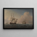 Scheepvaartschepen van de Engelse oorlogsschepen die buigen in de bries op zee - Willem van de Velde de Jonge — ingelijst kunstwerk aan de muur
