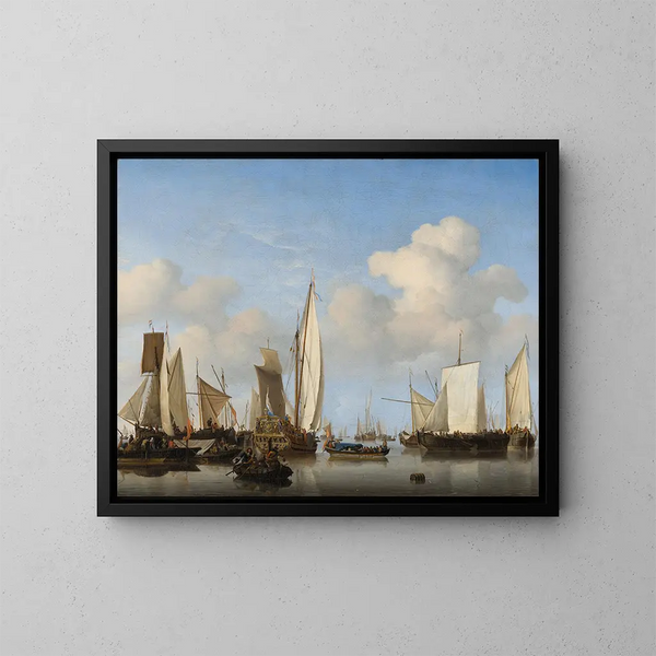 Boten in de havens - Willem van de Velde de Jonge — ingelijst kunstwerk aan de muur