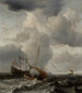 Ruwe zee met schepen - Willem van de Velde de Jonge — weergave van het kunstwerk